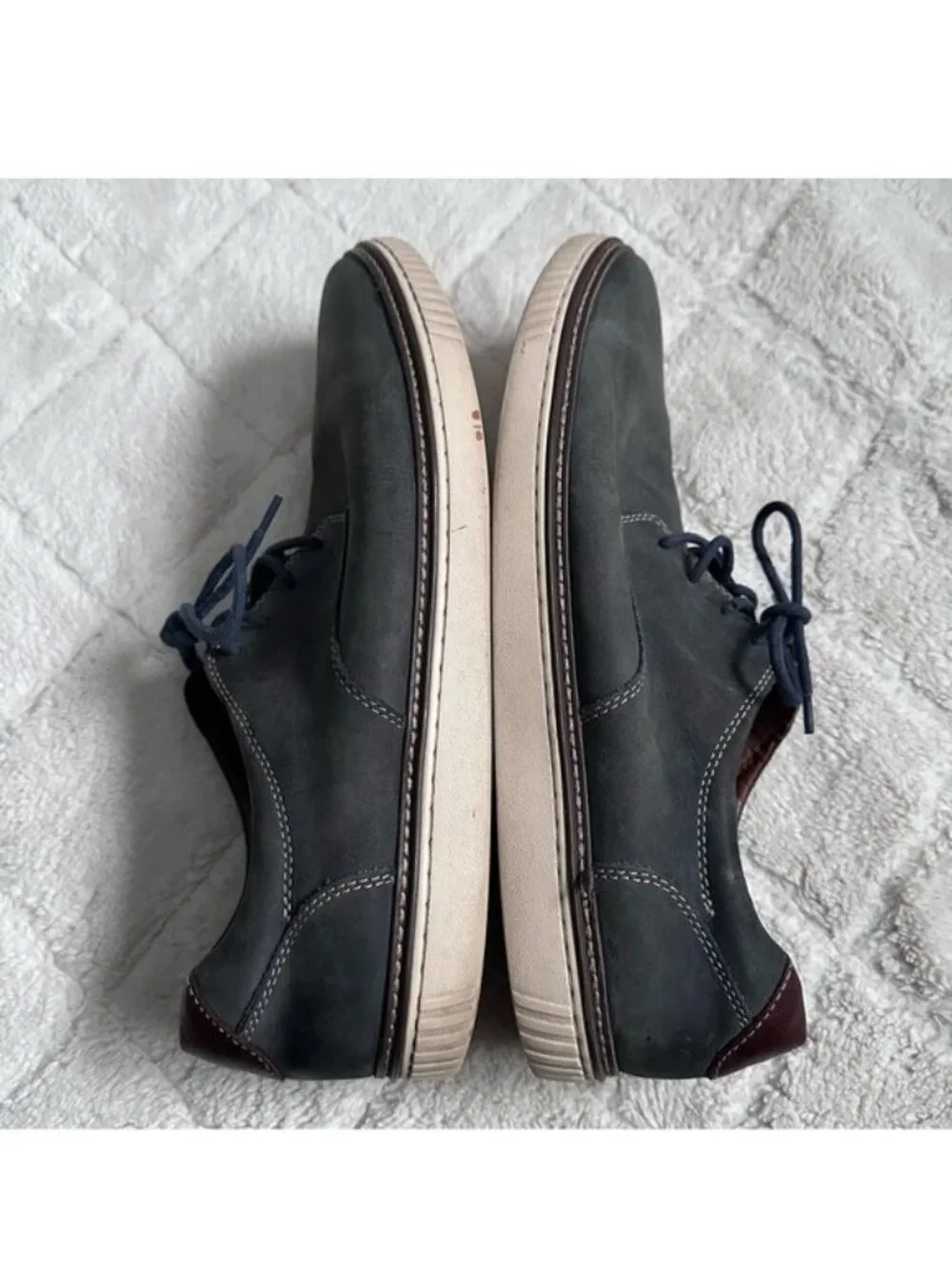 Johnston & Murphy | Navy Oiled Leather Walden Lace Up Shoes | Size 13